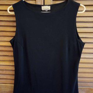 Fitted black tank top, made in USA by CDW, large.